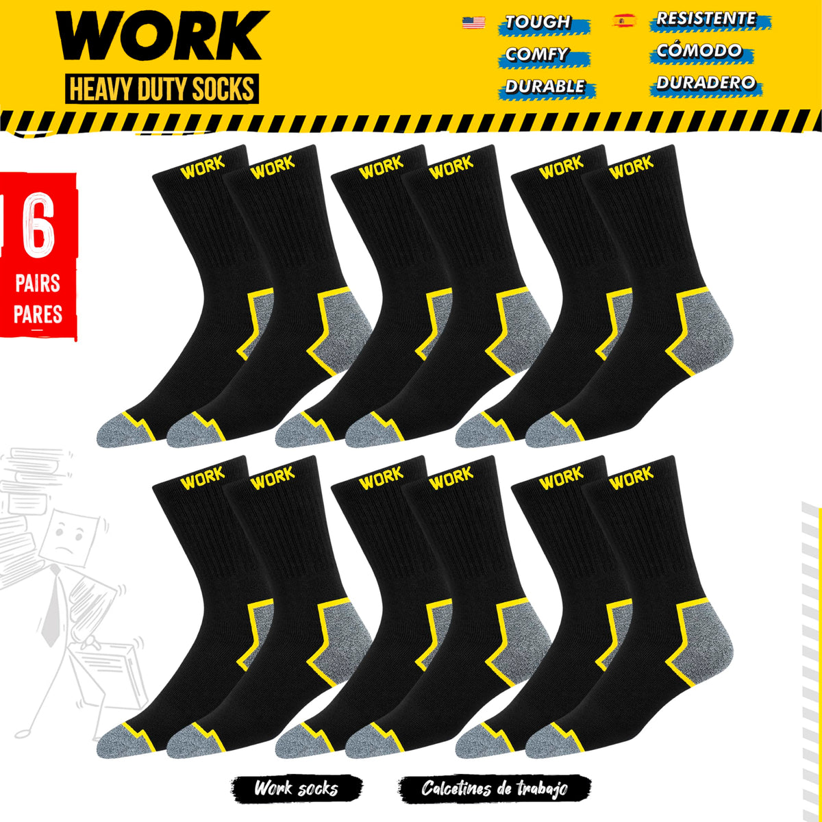 Chaussettes de travail SOXCO – lot de 6 ou 10 paires
