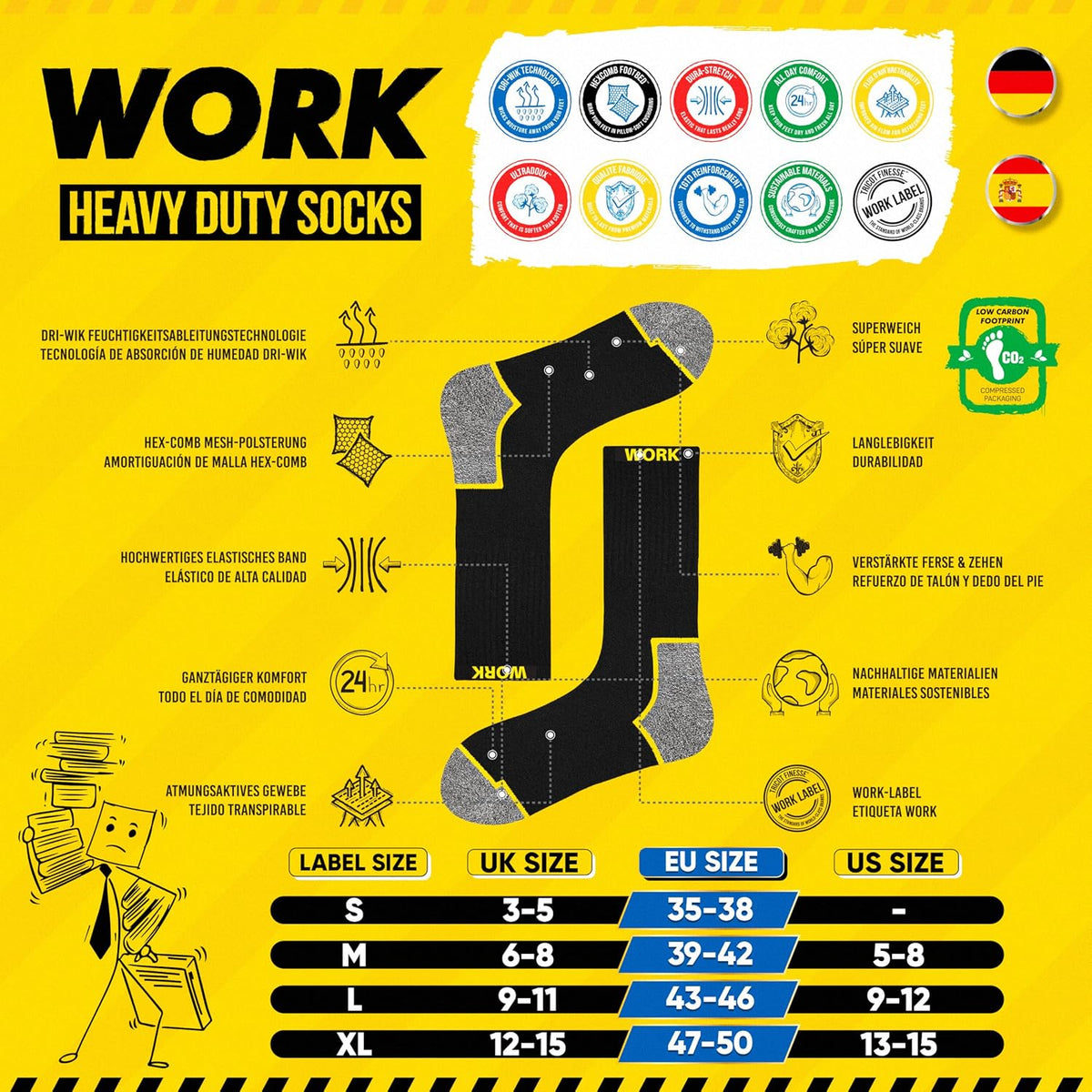 Chaussettes de travail SOXCO – lot de 6 ou 10 paires