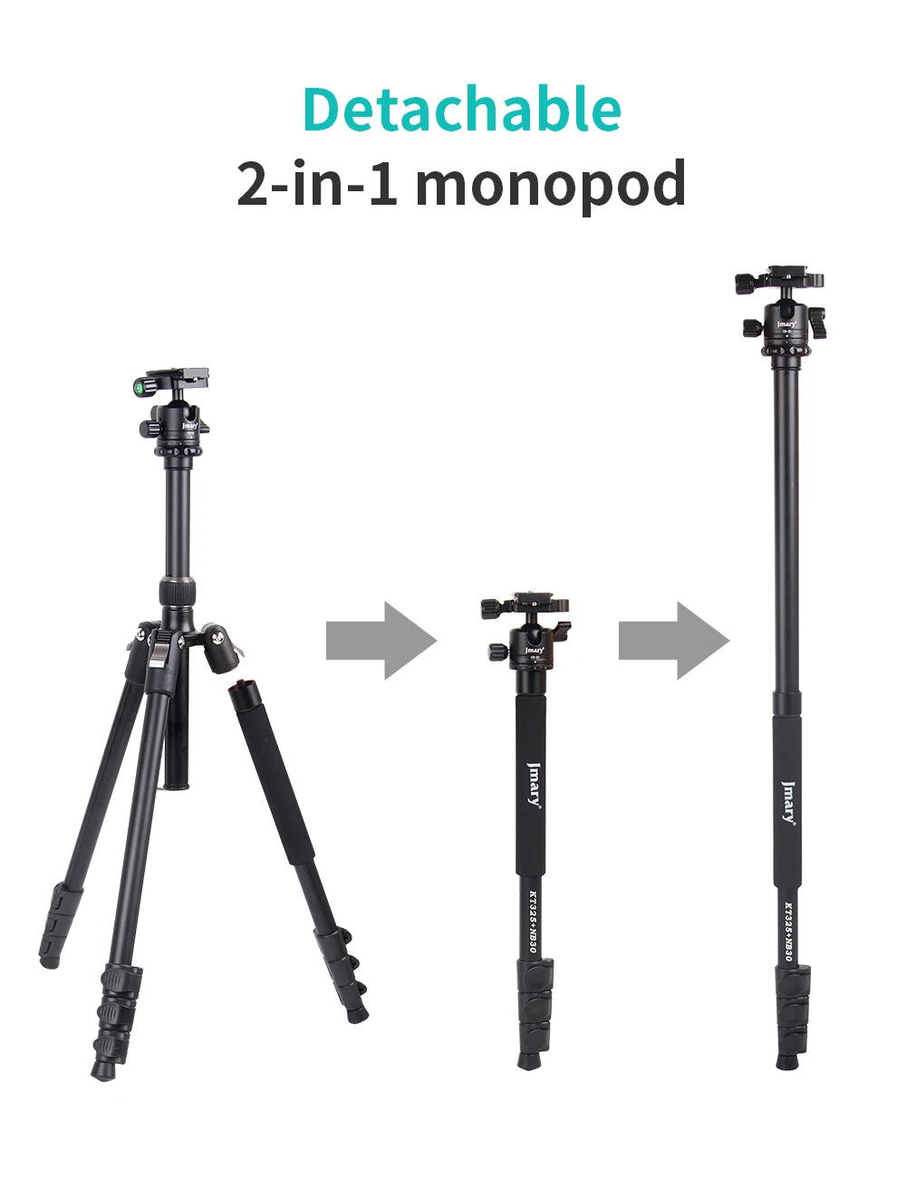 Trépied professionnel Jmary en aluminium pour appareil photo – KT235-NB30A