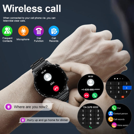 LIGE BW0664 AI Voice Assistant Smartwatch Touch Screen Bt Call Fitness Multi Sports Monitor Blood Pressure Smart Watch for Men