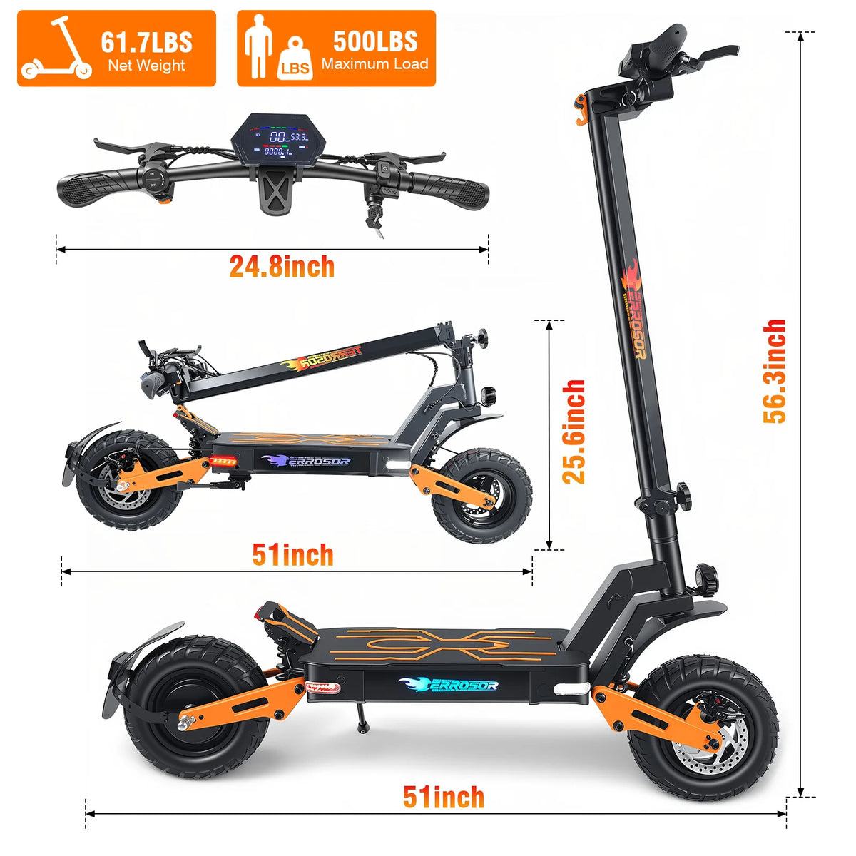 Trottinette électrique tout-terrain 48 V – moteur 1 000 W, pneus de 11 pouces