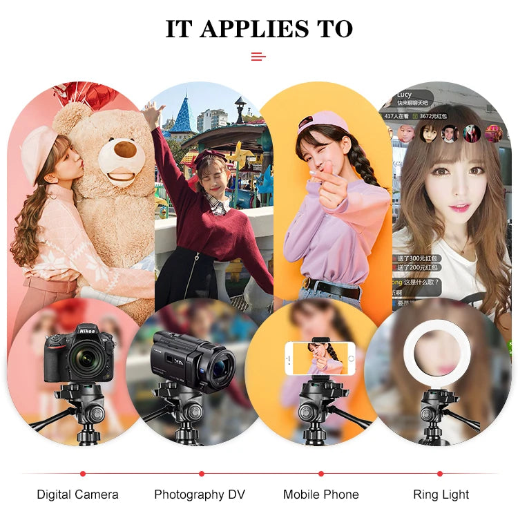 Trépied de voyage en aluminium de 1,4 m pour smartphone et appareil photo