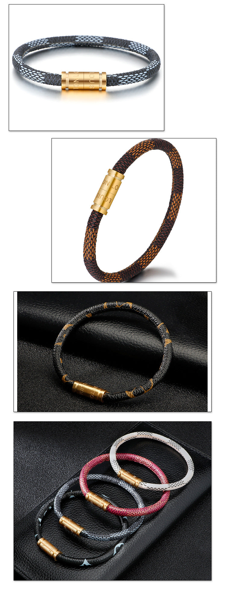 Bracelet mixte en corde avec fermoir magnétique