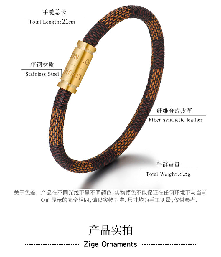 Bracelet mixte en corde avec fermoir magnétique