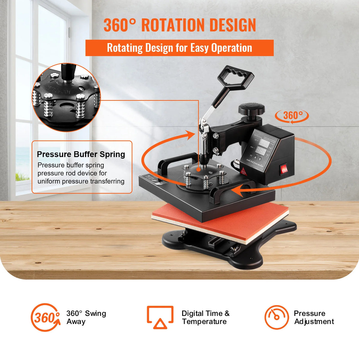 Presse à chaud pivotante SucceBuy 30 × 23 cm – 650 W