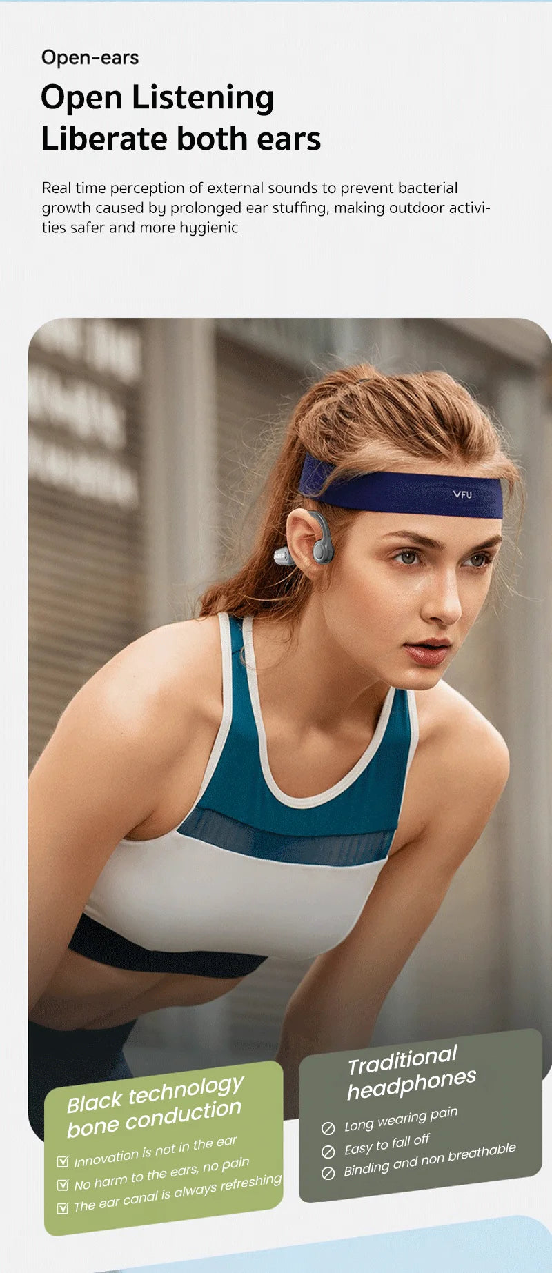 Écouteurs ERAZER XF22 à conduction osseuse, Bluetooth 5.4