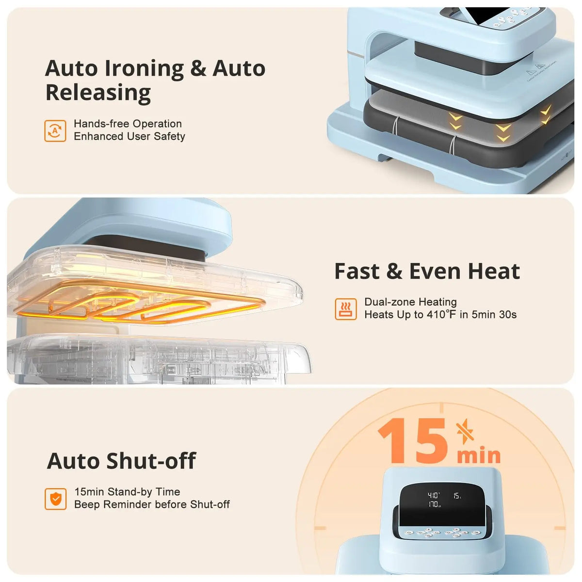 Presse à chaud automatique HTVRONT 15 × 15 pouces