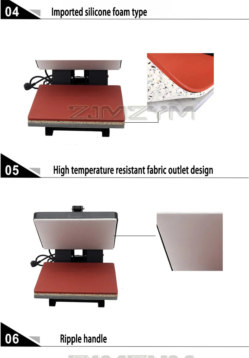 Presse à chaud 38 × 38 cm – 1 800 W, 110/220 V
