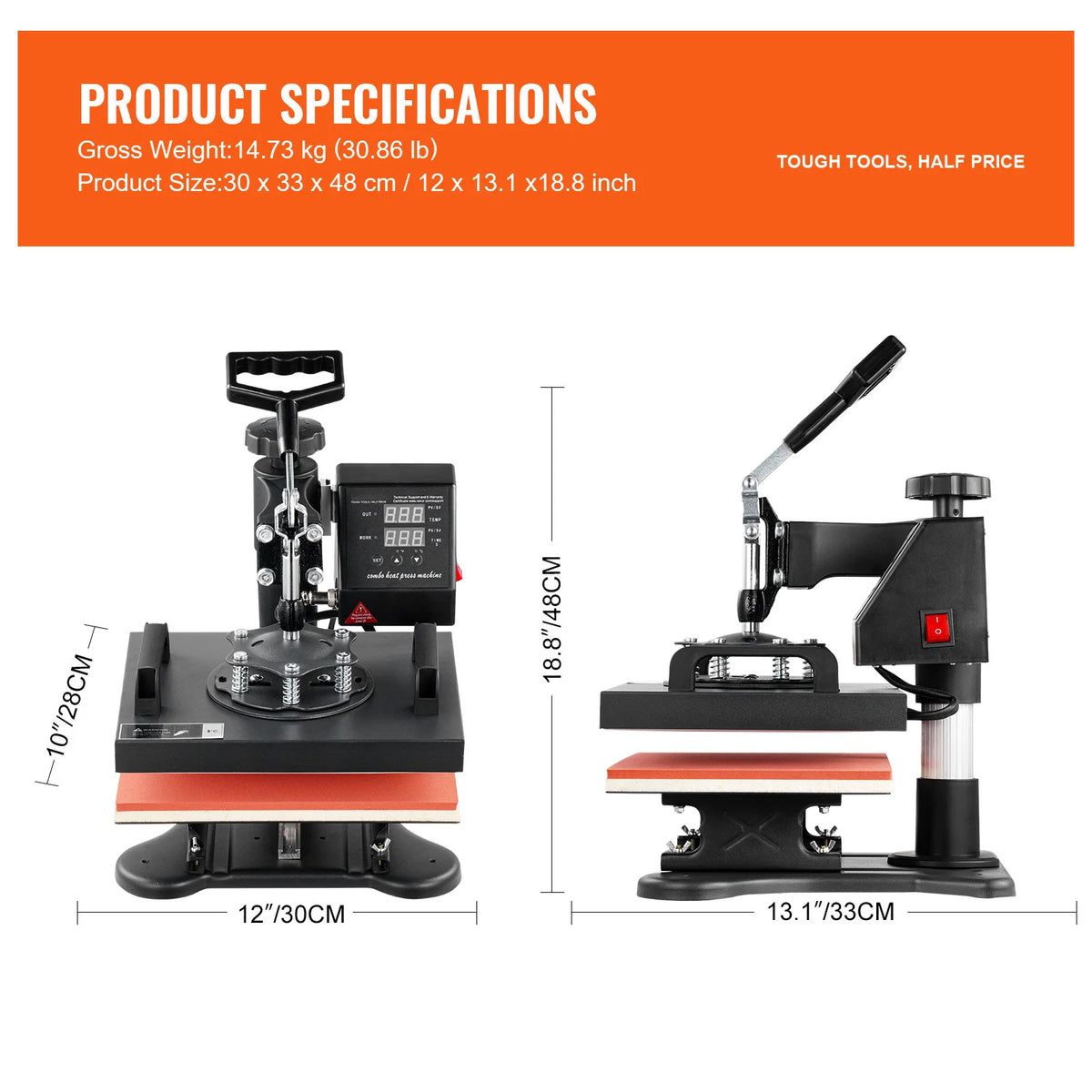 Presse à chaud pivotante SucceBuy 30 × 23 cm – 650 W