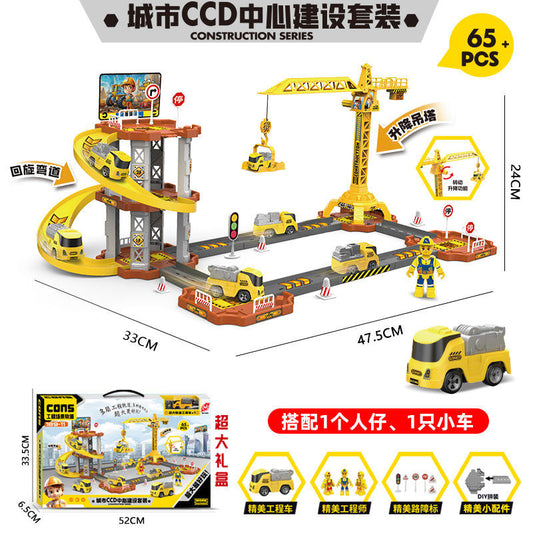 Set de Jeu de Construction – Série Chantier avec Grue, Véhicules et Accessoires