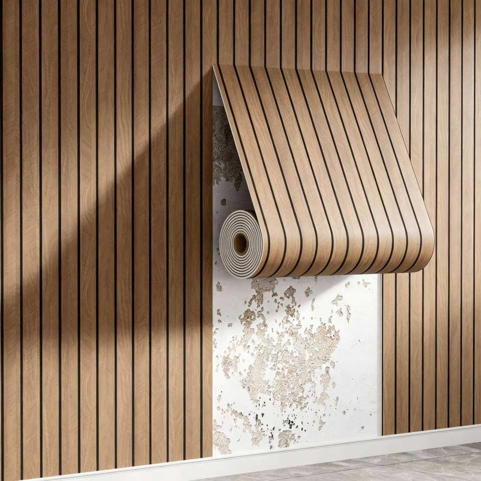 Revêtement mural adhésif effet bois – rouleau 3 m