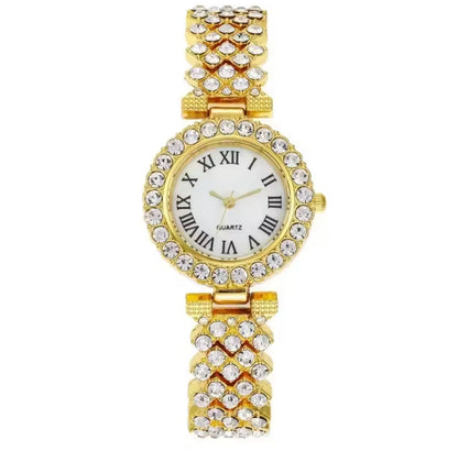 Montre Femme Cristal – Dorée & Chiffres Romains