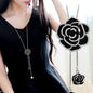 Long collier rétro avec pendentif rose