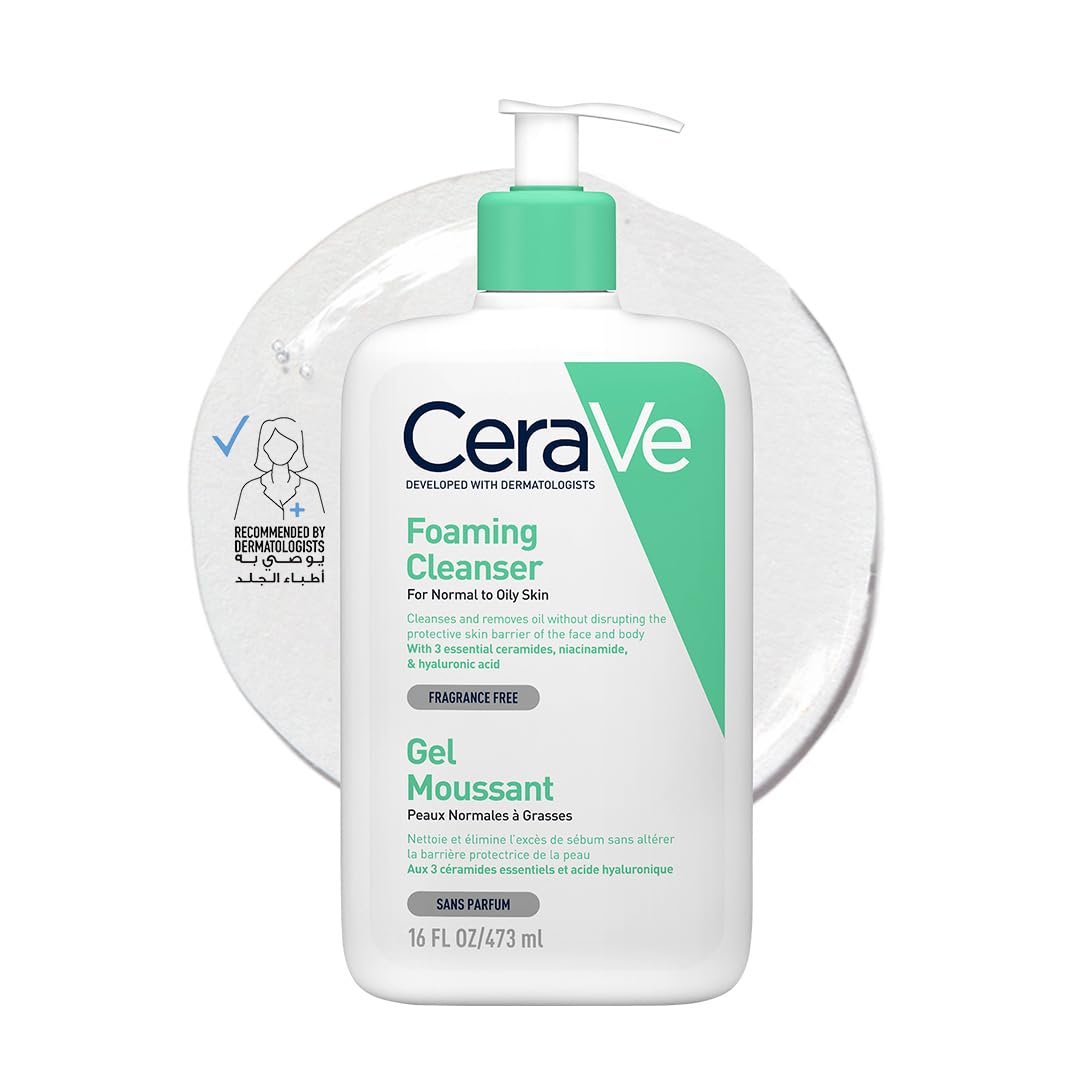 Cerave Foaming Cleanser for Normal to Oily Skin with Hyaluronic Acid