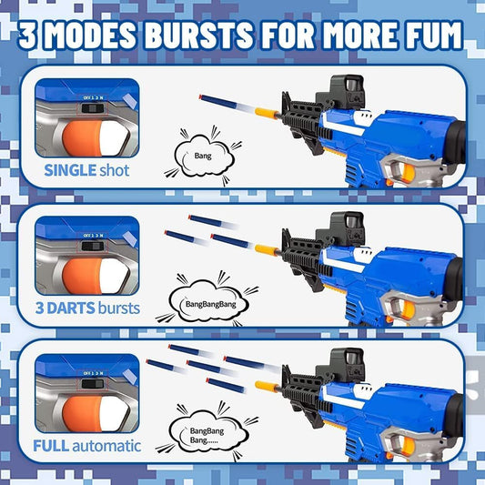Toy Gun for Nerf Guns Bullets Automatic Sniper Rifle -3 Modes Toy Foam Blasters with Tactical Vest, Bipod, 2 Clips and 150 Darts, Electric Toys for Adults Boys Age 8-12 Gifts for Birthday Xmas