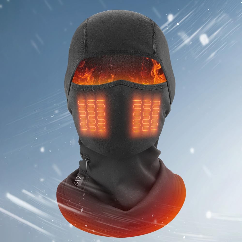 MAKINGTEC Heated Balaclava Face Mask, Windproof Ski Mask for Men and Women, Ideal for Motorcycle Riding, Black
