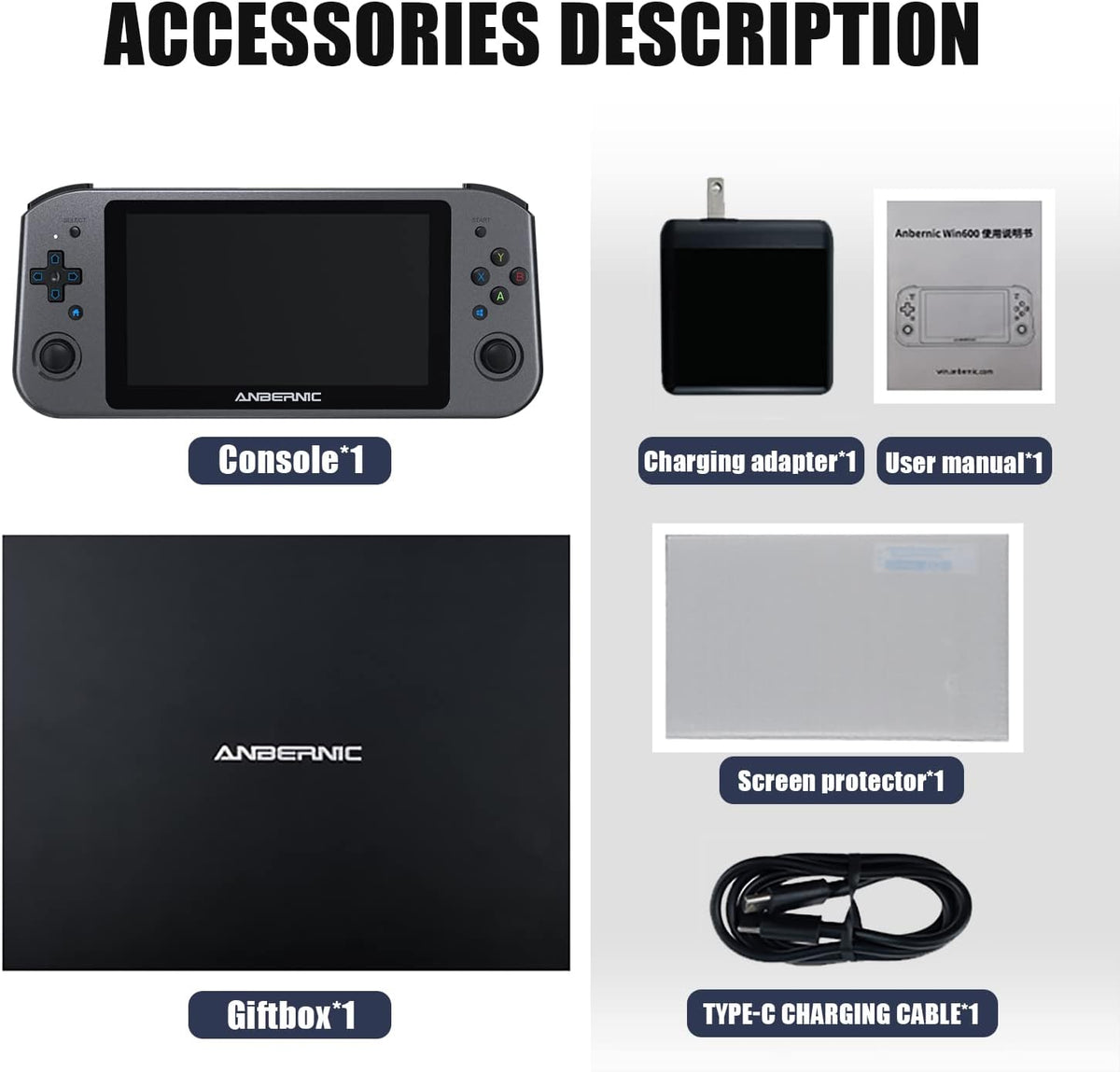 Daxceirry WIN600 Video Handheld PC Game Console Win 11 Edition 8G DDR4 with 256G M.2 SSD, Support Steam OS with AMD Athlon Silver 3050e 5.94in OCA Full Lamination IPS Screen