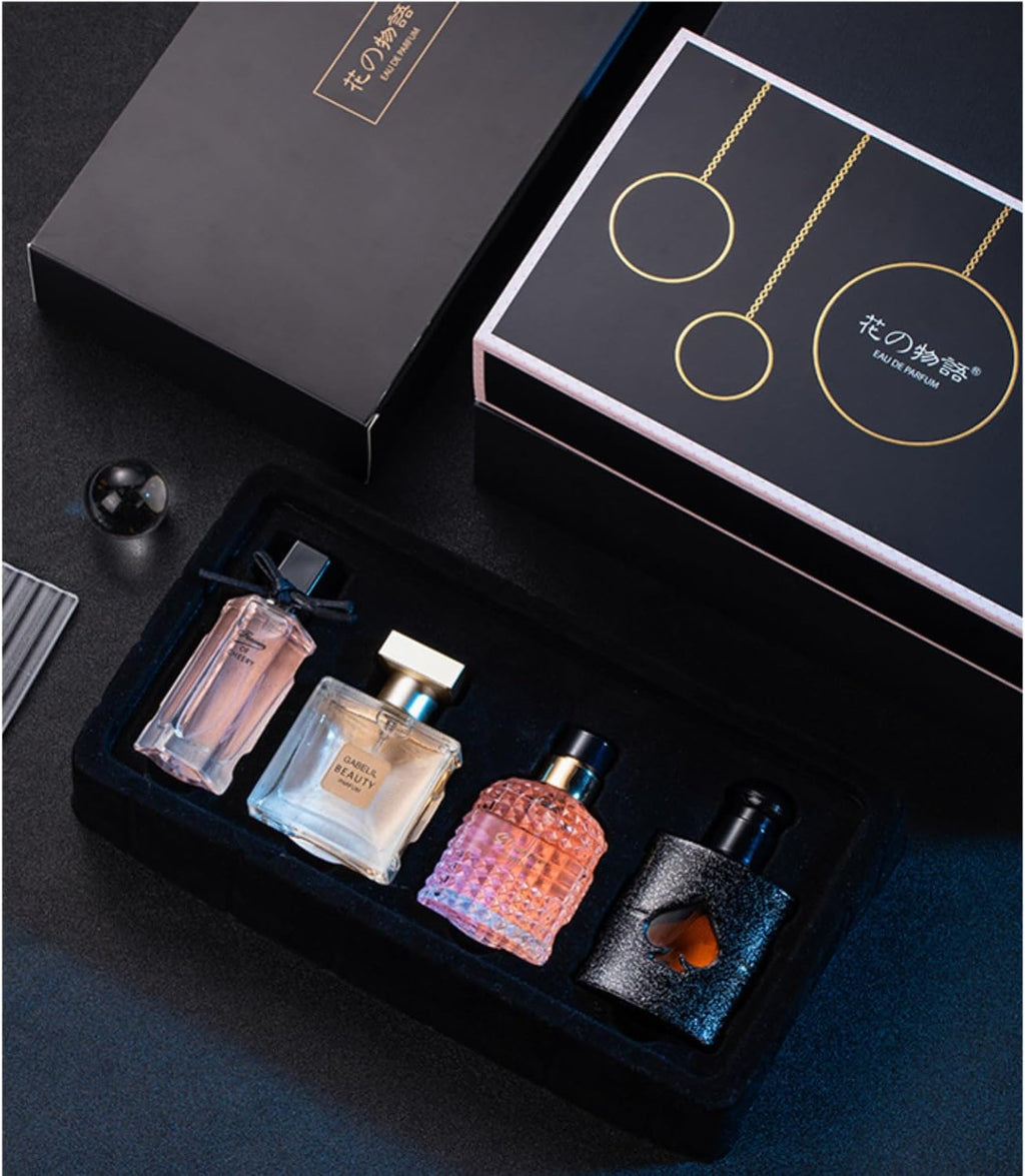 Perfume Gift Set For Women, 4 Pcs Perfume Set Valentine Gift for Her, Long-Lasting Fresh Floral Aromatic Fragrance, Ladies Perfume Set For Dating, Birthday, Gift To Girlfriend, Eau de Parfum For Women