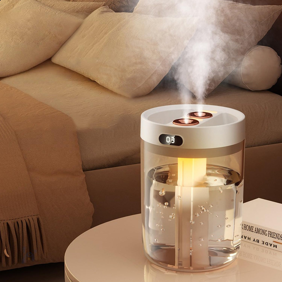 Humidifier for Large Room,1.5L Air Humidifier with humidity display and Lighting,USB Quiet Cool Mist Humidifier,Auto Shut-Off, Suitable for Home, Bedroom, Baby Room, Office,Home Humidifiers