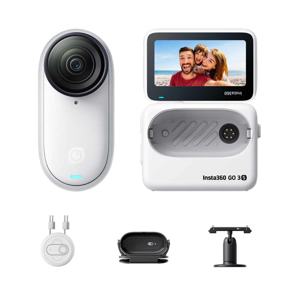 Insta360 GO 3S 128GB 4K Mini Portable Vlogging Camera, Hands-Free, Mount Anywhere, Stabilization, 140-Minute Battery life, 10m Waterproof, Pet POV, Black