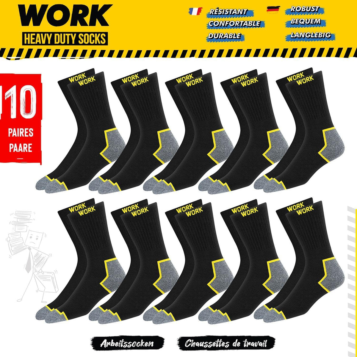 Chaussettes de travail SOXCO – lot de 6 ou 10 paires