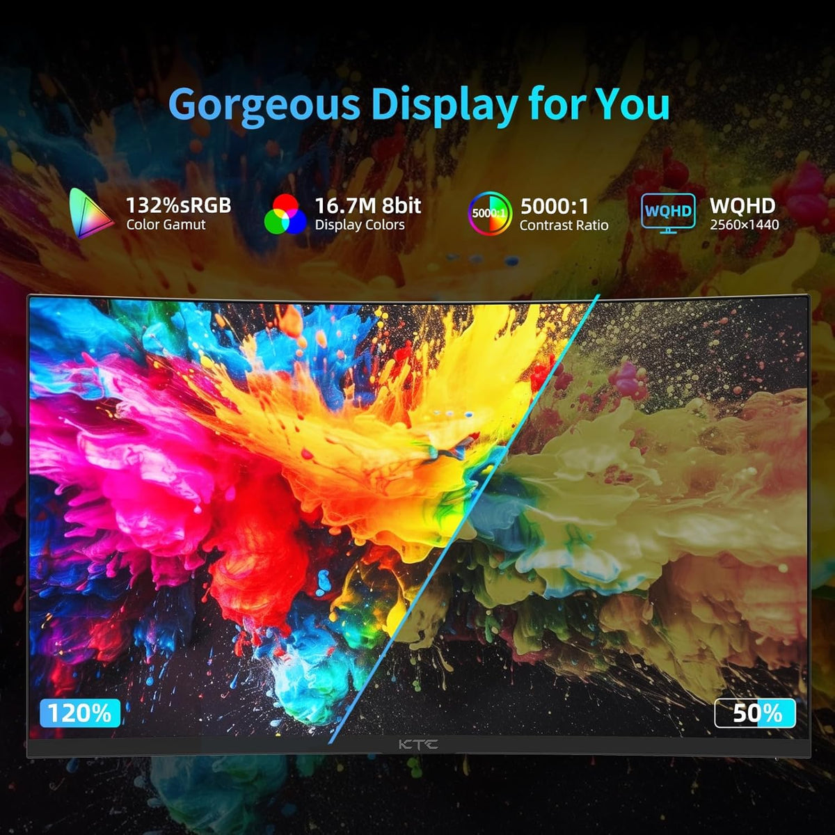 KTC 27 inch 180Hz Curved WQHD Gaming Monitor, 2K(2560x1440P),144Hz Monitor, 1500R HVA Display, FreeSync Premium, HDR, 120% sRGB, DisplayPort/HDMI/USB Vesa,Computer Monitor for Gamers