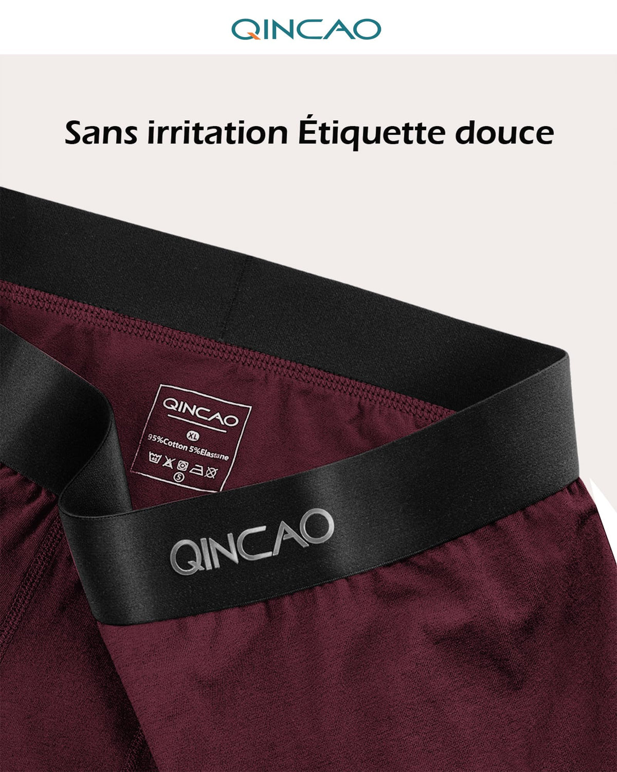 Boxers homme QINCAO en coton – lot de 6