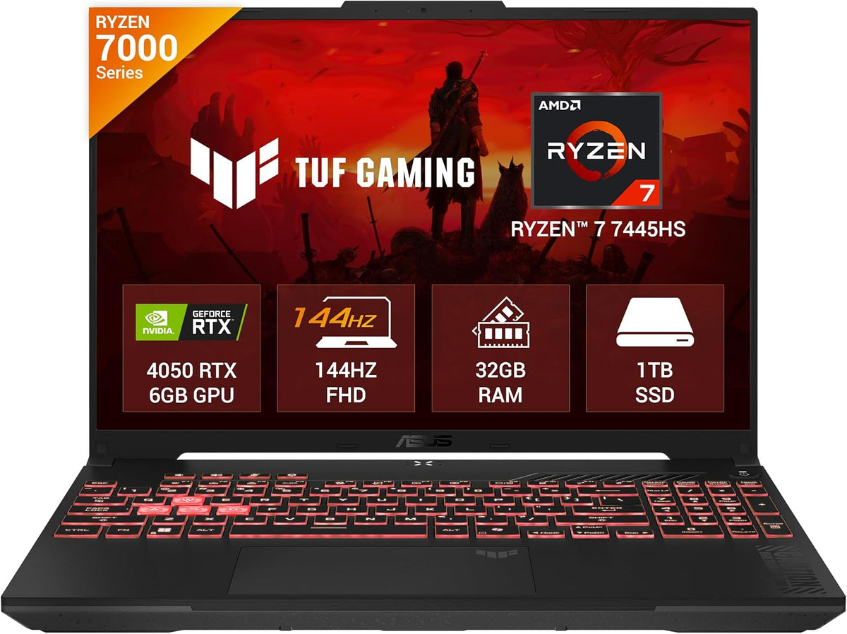 ASUS TUF A16 (2025) AMD Ryzen 7 7445HS Gaming Laptop 32GB RAM-1TB SSD | FHD+ 144Hz | Nvidia RTX 4050-6GB | Windows 11 | Office Home 2024 | Mecha Gray | FA607NUG-WH73
