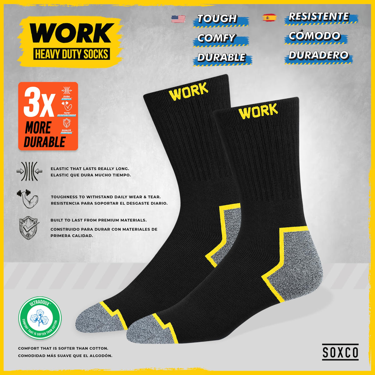 Chaussettes de travail SOXCO – lot de 6 ou 10 paires