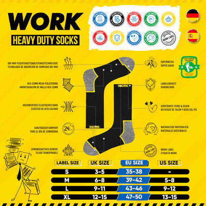 Chaussettes de travail SOXCO – lot de 6 ou 10 paires