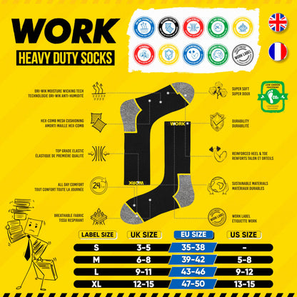 Chaussettes de travail SOXCO – lot de 6 ou 10 paires