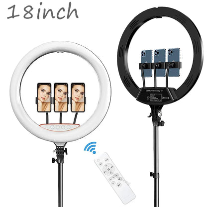 Anneau lumineux LED dimmable de 18 pouces avec trépied