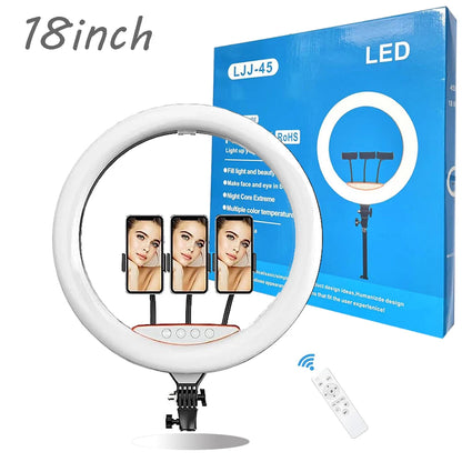 Anneau lumineux LED dimmable de 18 pouces avec trépied