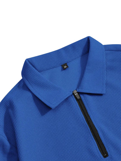 Ensemble polo homme à manches longues gaufrées avec pantalon assorti