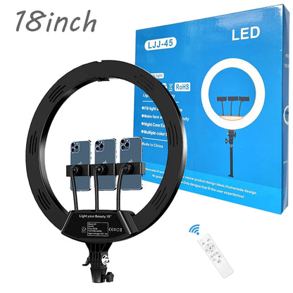 Anneau lumineux LED dimmable de 18 pouces avec trépied