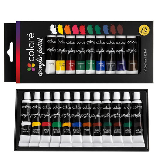Set de Peintures Acryliques 12 Couleurs – Coloré