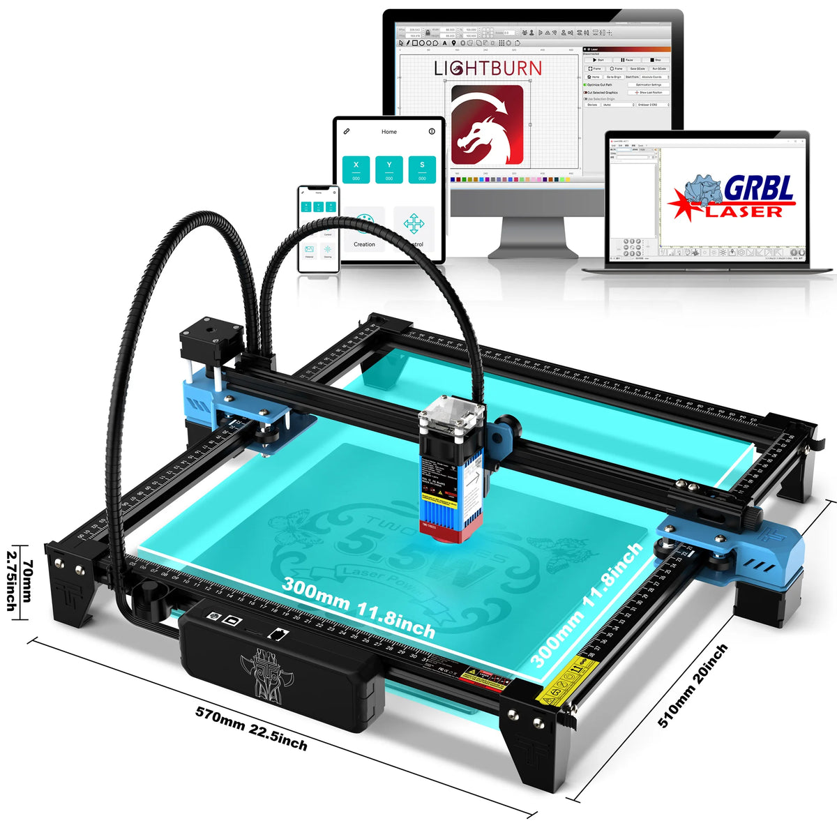 Graveuse laser TWOTREES 5,5 W avec zone de travail de 30 × 30 cm