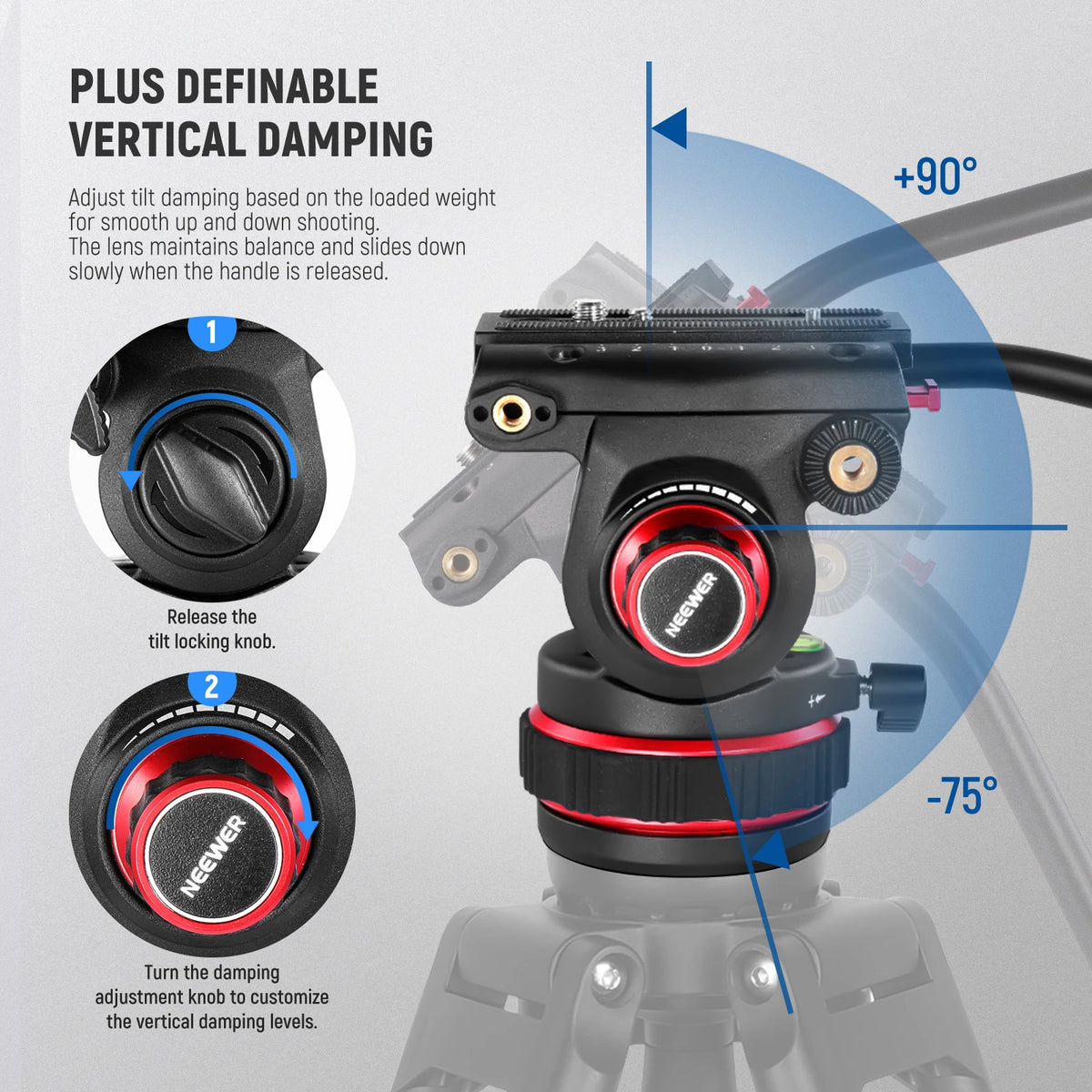 Trépied professionnel NEEWER TP75 avec tête hydraulique et bras articulé