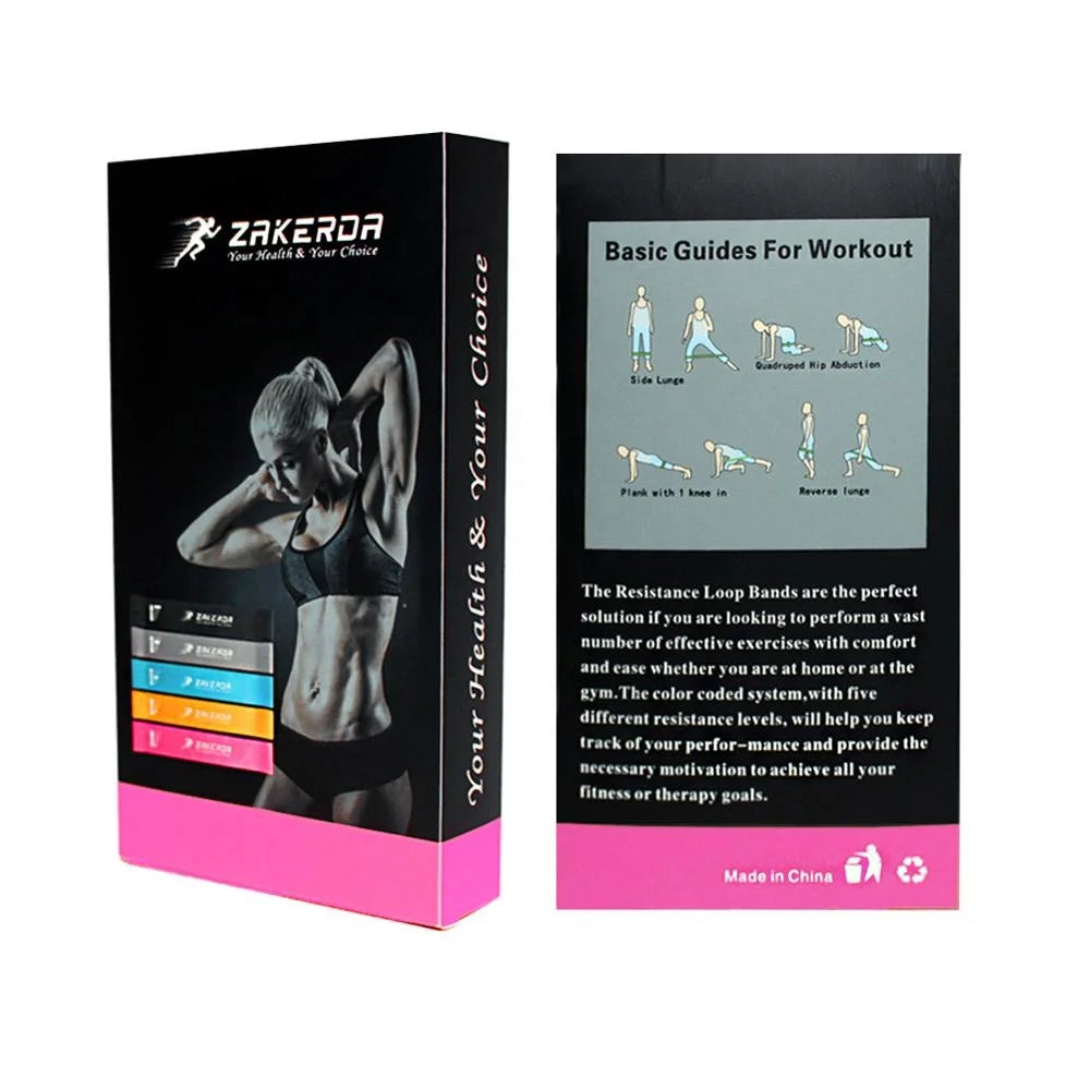 Bandes élastiques de résistance Zakerda – 5 niveaux pour fitness et yoga