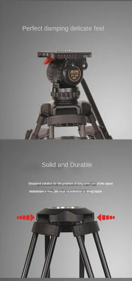 Trépied vidéo professionnel Jiepai V8 avec tête fluide