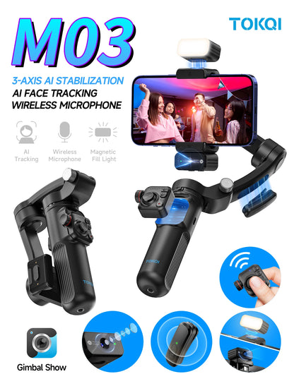 Stabilisateur smartphone M03 à 3 axes avec suivi IA