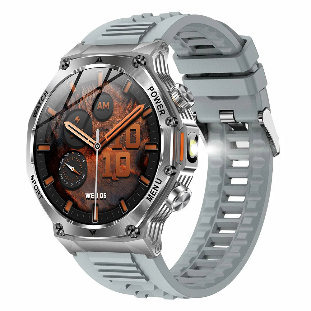 2025 AK82 Smartwatch 1.8inch Screen BT Call Heart Rate Blood Oxygen IP68 Waterproof Outdoor Sports Smart Watch with Flashlight