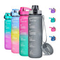 Gourde de sport 950 ml sans BPA avec repère horaire et bouchon rabattable