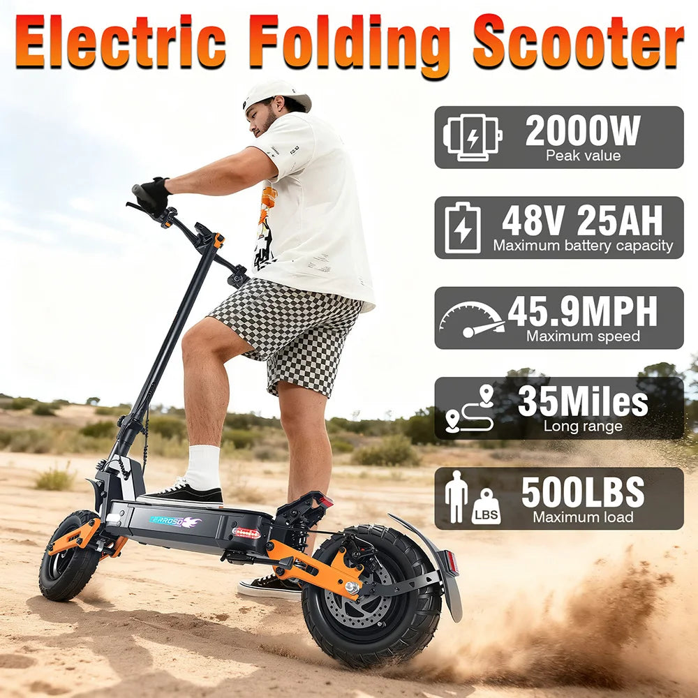 Trottinette électrique tout-terrain 48 V – moteur 1 000 W, pneus de 11 pouces