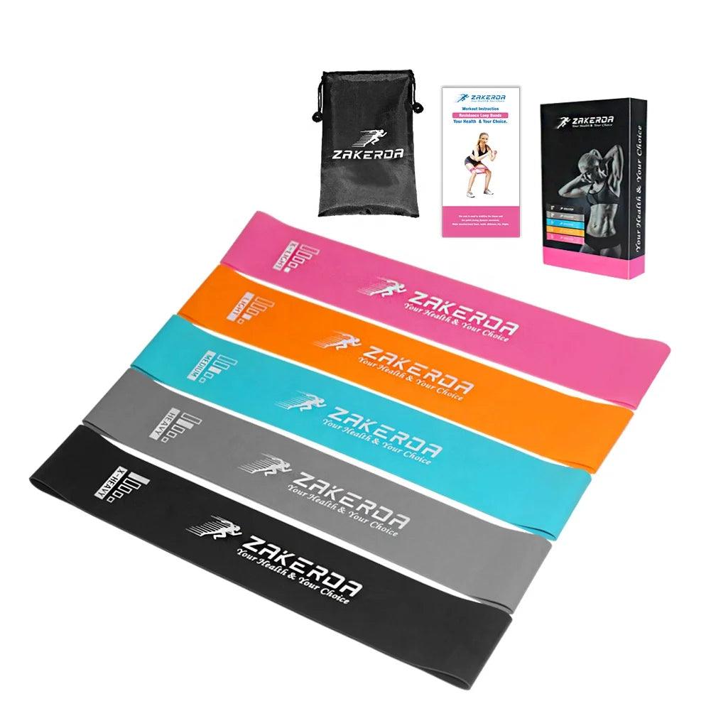 Bandes élastiques de résistance Zakerda – 5 niveaux pour fitness et yoga