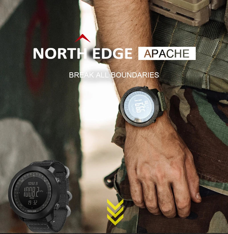 Montre numérique de sport NORTH EDGE avec altimètre et boussole