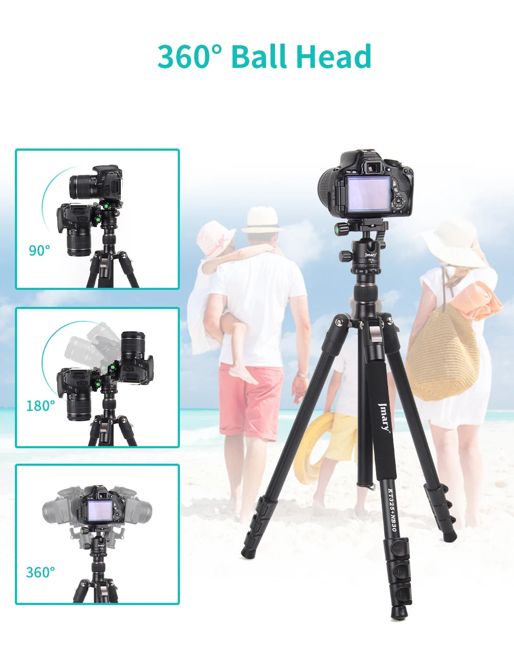 Trépied professionnel Jmary en aluminium pour appareil photo – KT235-NB30A