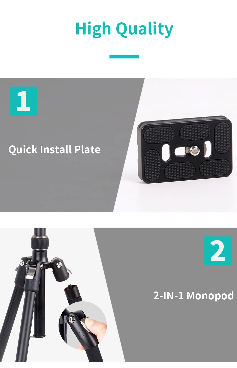 Trépied professionnel Jmary en aluminium pour appareil photo – KT235-NB30A
