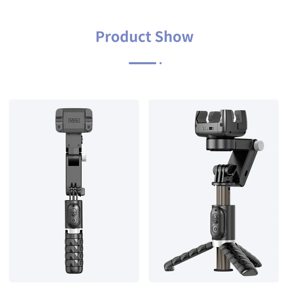 Stabilisateur smartphone Q18 avec télécommande Bluetooth, éclairage LED et suivi du visage