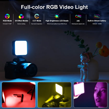 Panneau lumineux LED RGB portable Vloglite avec support – modèle T64RGB